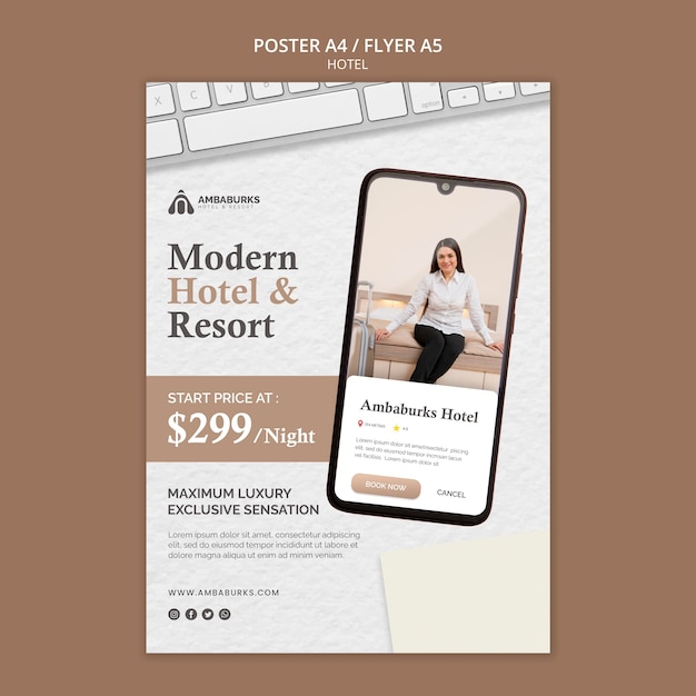 Hotel template design poster design