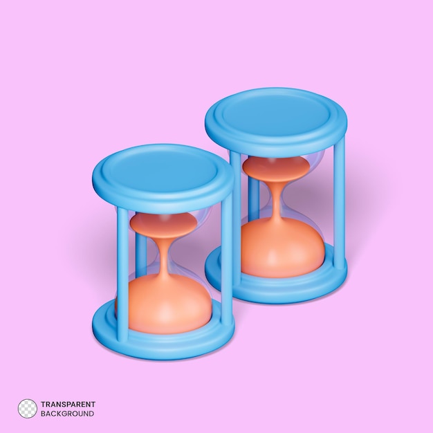 Hourglass sand clock isolated icon 3d render illustration
