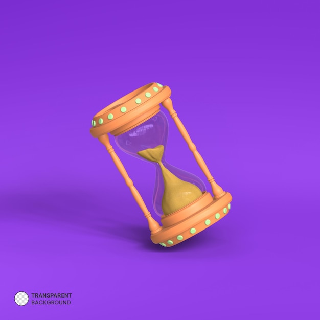 Free PSD hourglass sand clock isolated icon 3d render illustration