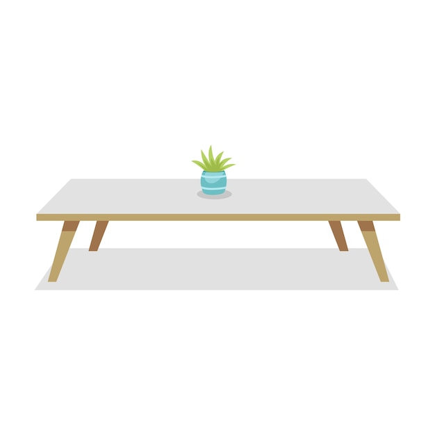 Free PSD house furniture illustration with table and plant