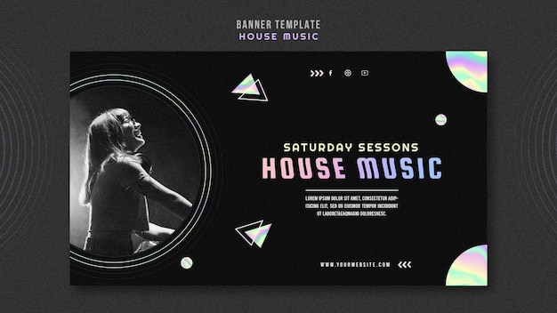 Modello di banner pubblicitario di musica house