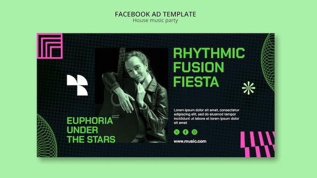 Free PSD house music party  facebook template