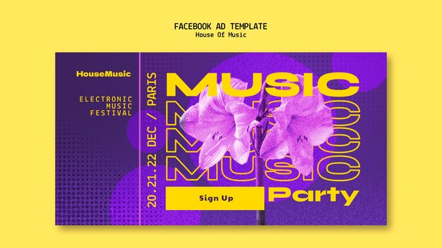 house music party  facebook template