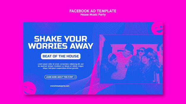 PSD gratuito template di facebook per la festa della musica house