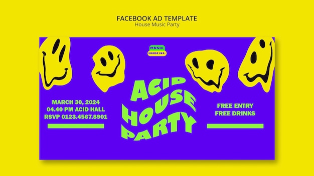 Free PSD house music party facebook template