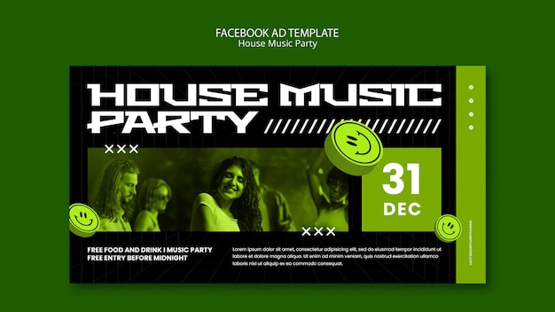 PSD gratuito template di facebook per la festa della musica house