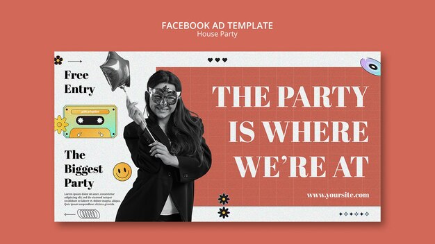 Free PSD house music party facebook template