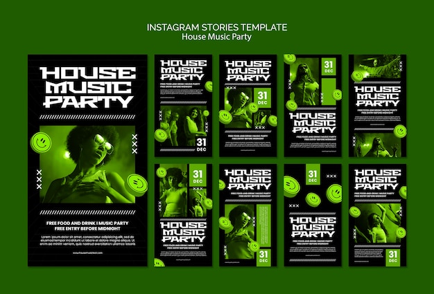 House music party instagram stories template