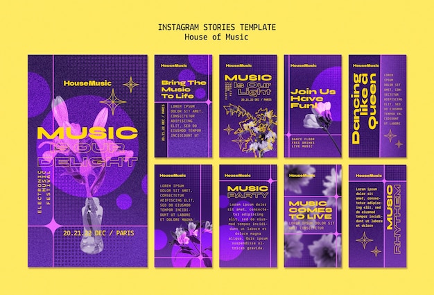 PSD gratuito house music party instagram stories