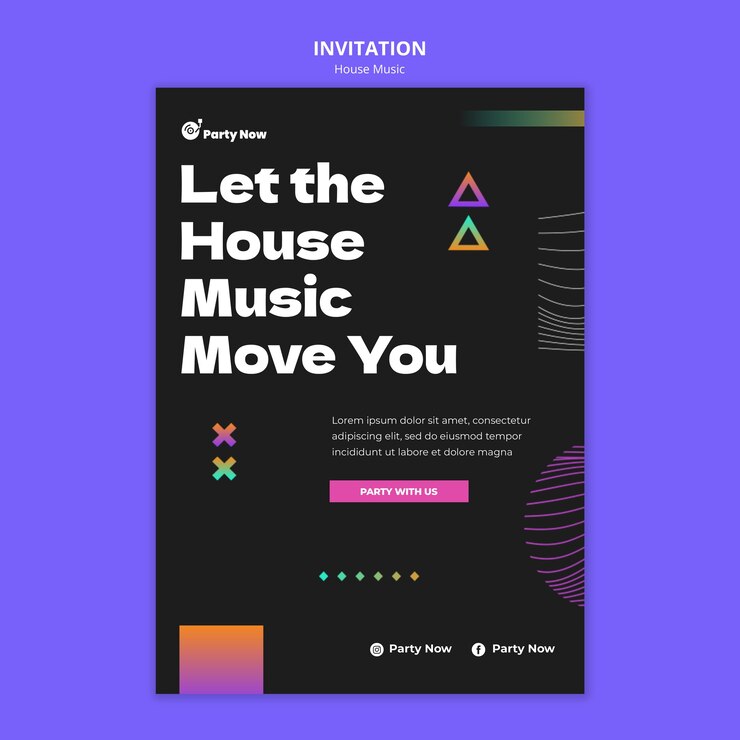 Free PSD house music party invitation template