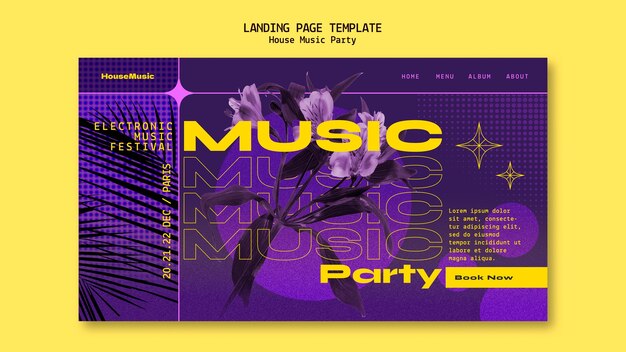 house music party  landing page template