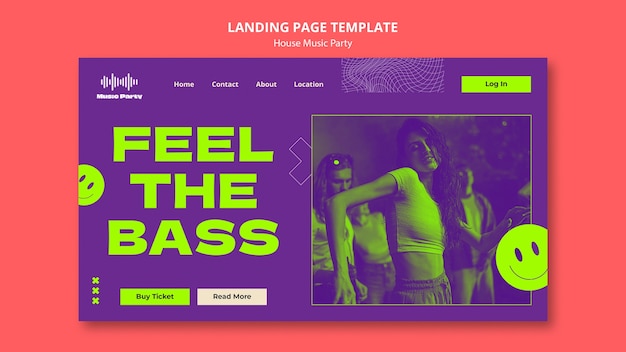 Free PSD house music party landing page template