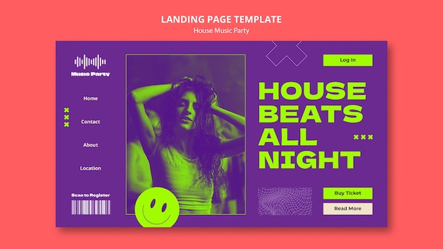 House Music Party Landing Page Template – Free PSD Download