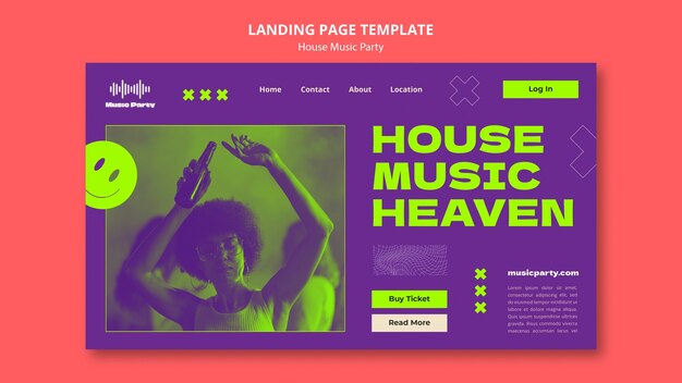 Free PSD house music party landing page template