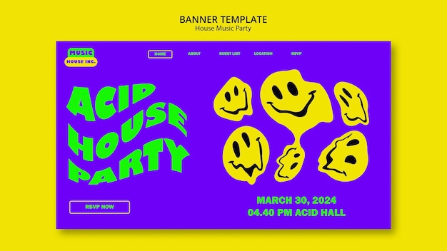 ハウス・ミュージック・パーティーのランディングページテンプレート