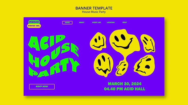 Free PSD house music party landing page template