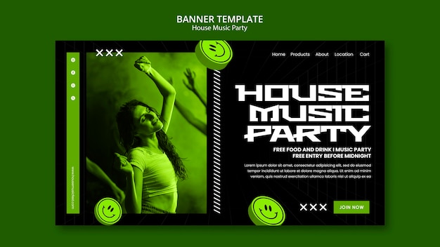 Free PSD house music party landing page template