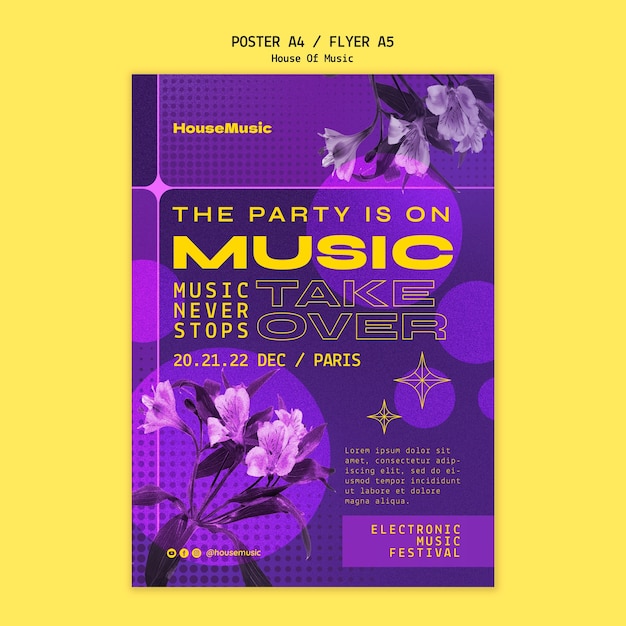 House music party  poster template