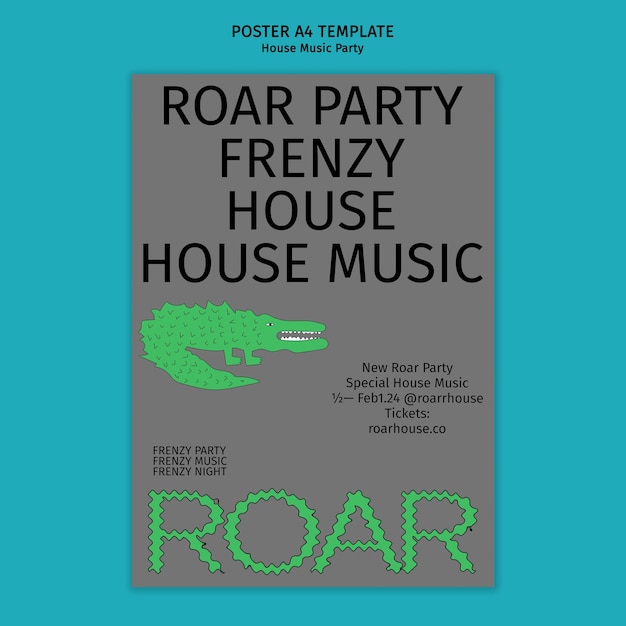 Free PSD house music party poster template