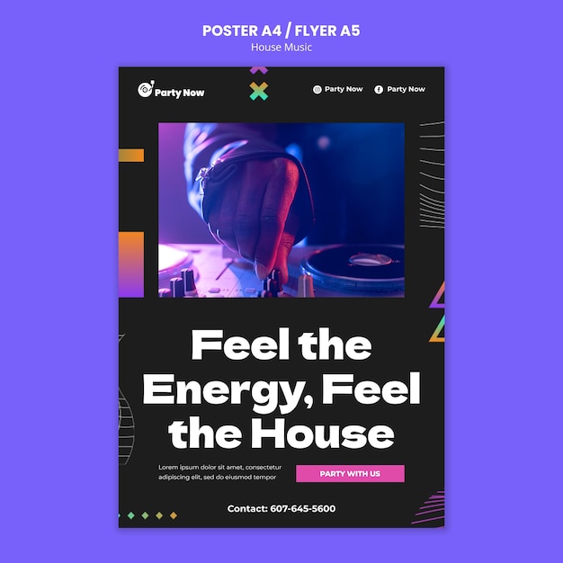 PSD gratuito modello di poster per feste di musica house