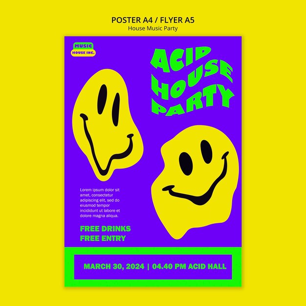 House music party poster template