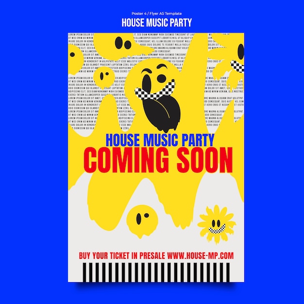 Free PSD house music party poster template