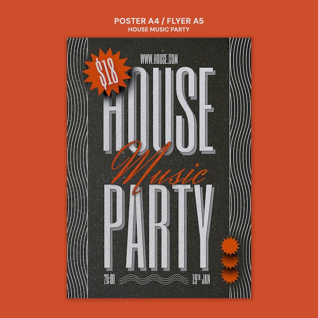 Free PSD house music party poster template