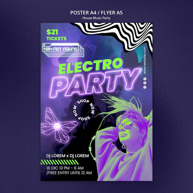 Free PSD house music party poster template