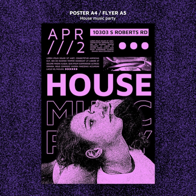 Free PSD house music party poster template