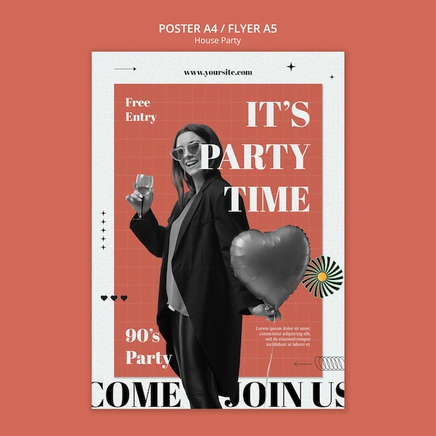 PSD gratuito modello di poster per feste di musica house