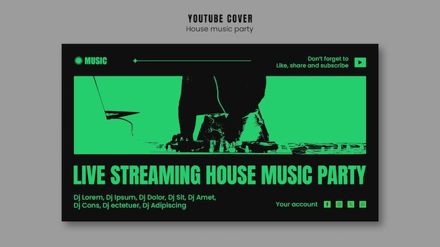 Бесплатный PSD Дизайн шаблонов для вечеринок хаус-музыки
