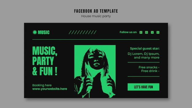 Free PSD house music party template design