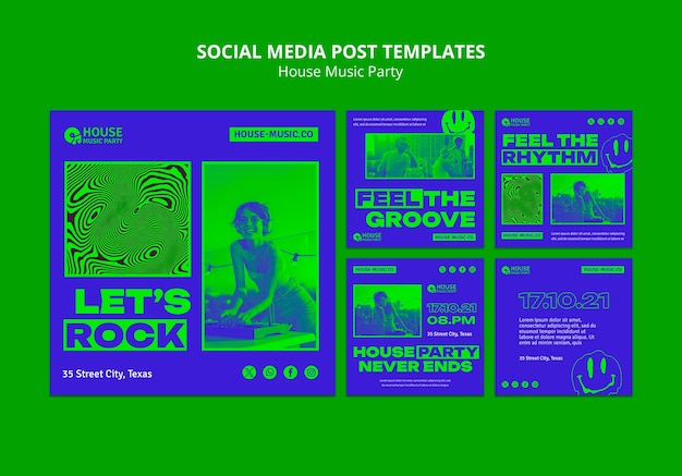 無料PSD ハウス・ミュージック・パーティーのテンプレートデザイン