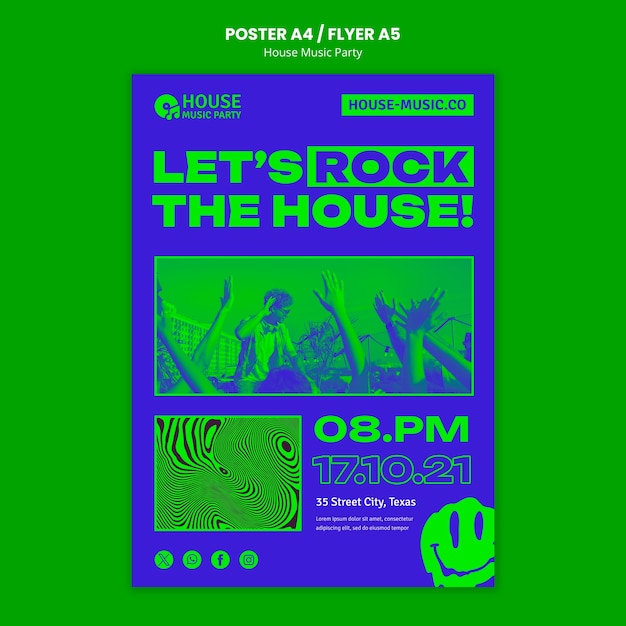 Free PSD house music party template design