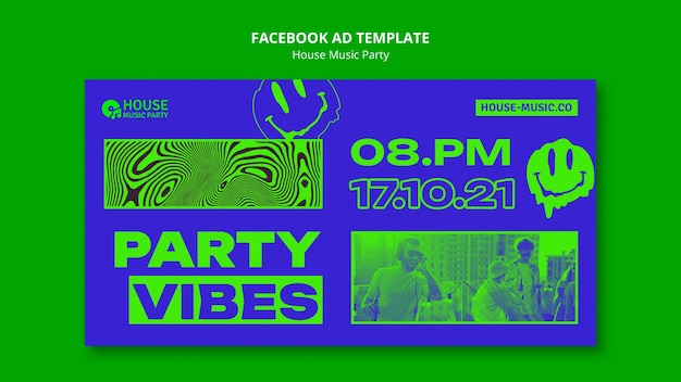無料PSD ハウス・ミュージック・パーティーのテンプレートデザイン