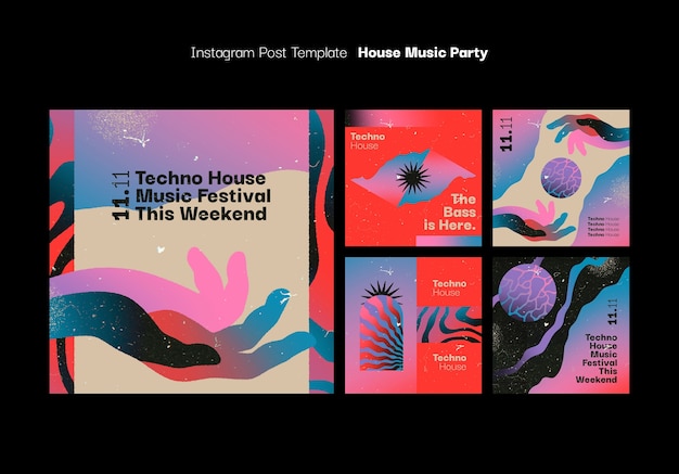 Free PSD house music party template design