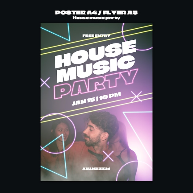 Free PSD house music party template design