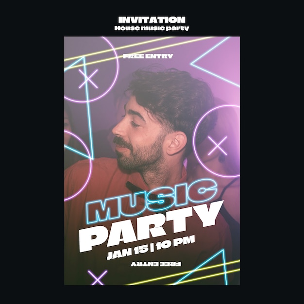 Free PSD house music party template design