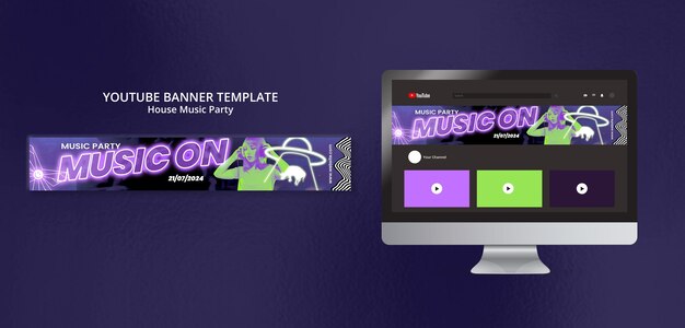 Free PSD house music party youtube banner template