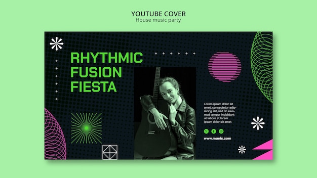 PSD gratuito template di copertina di youtube per la festa della musica house