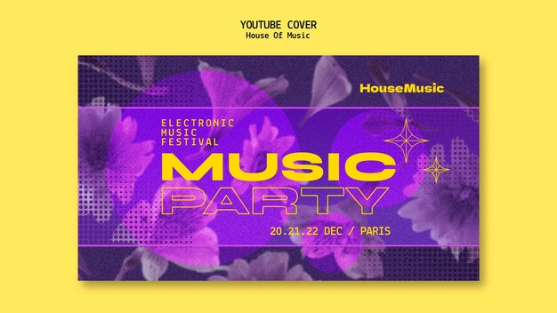 house music party  youtube cover template