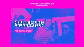 PSD gratuito modello di copertina di youtube per la festa della musica house