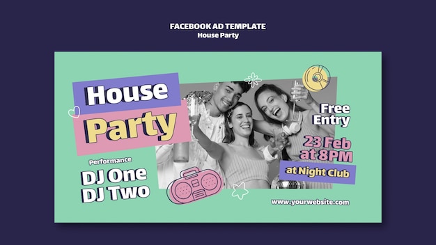 Free PSD house party facebook template