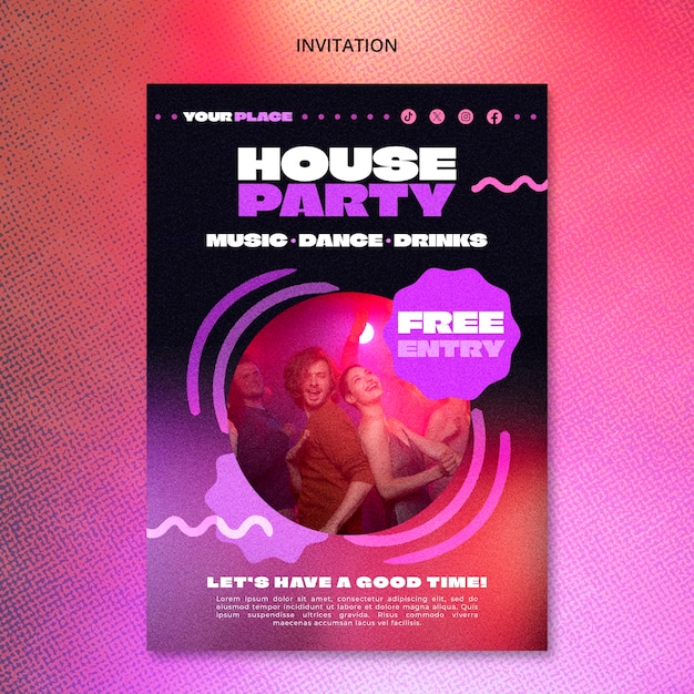 Free PSD house party invitation template