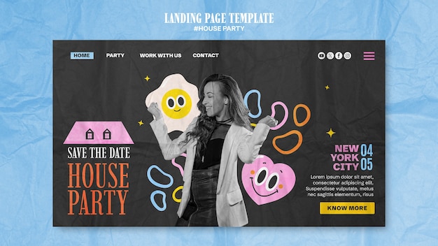 Free PSD house party landing page template