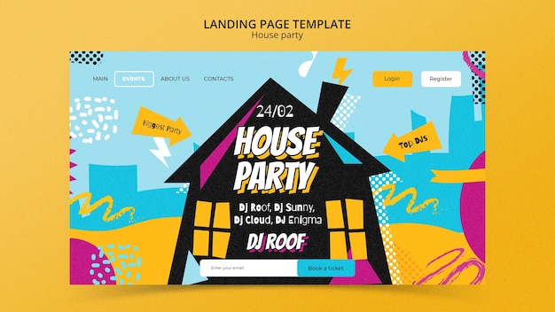 Free PSD house party landing page template