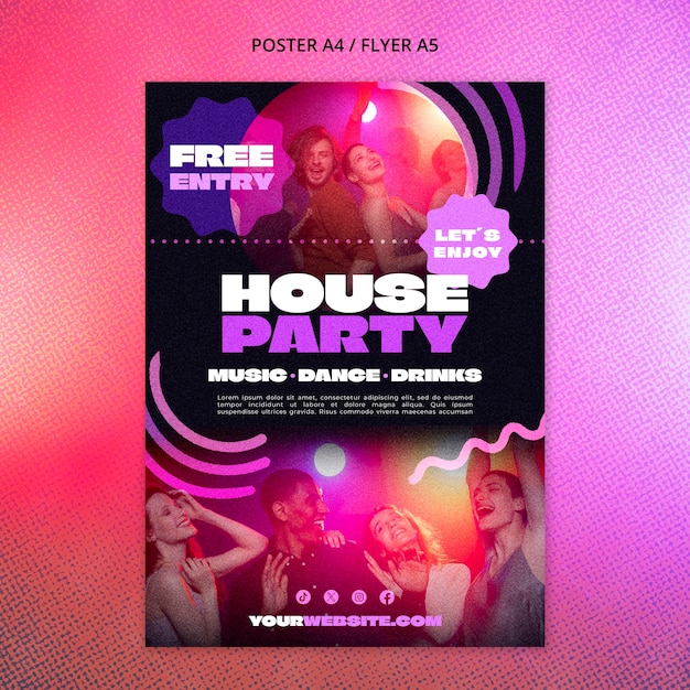 Free PSD house party poster template