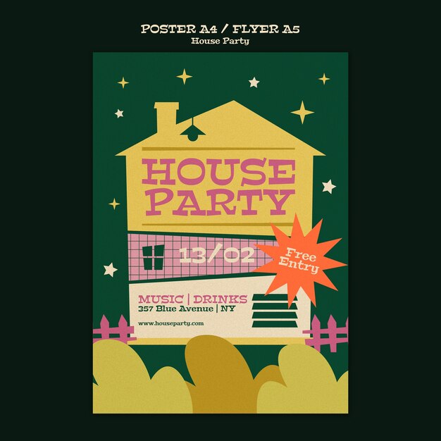 House party poster template