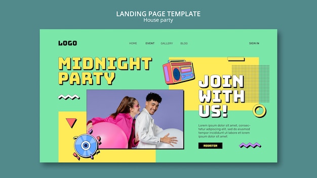 Free PSD house party template design