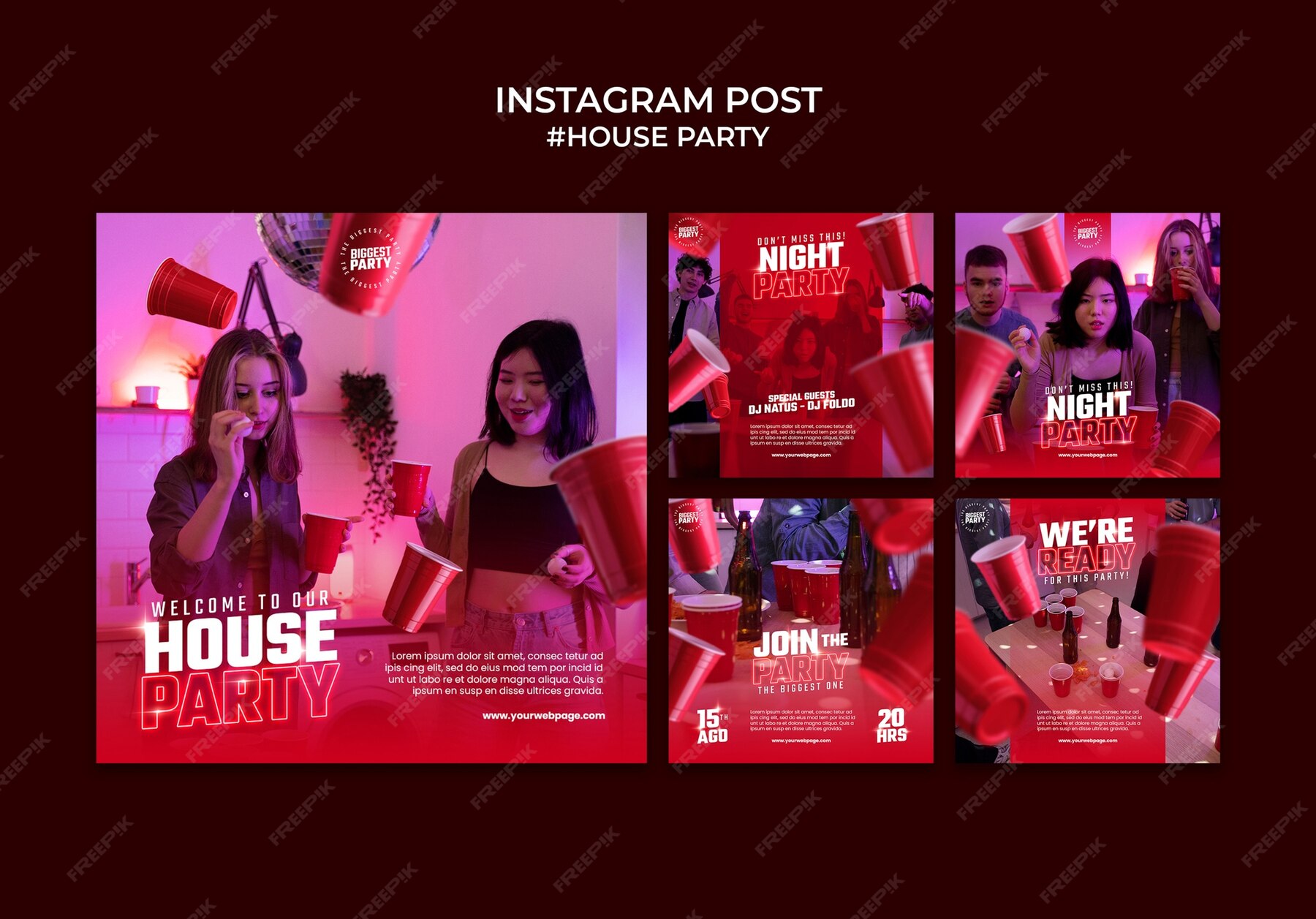 Free PSD House party template design